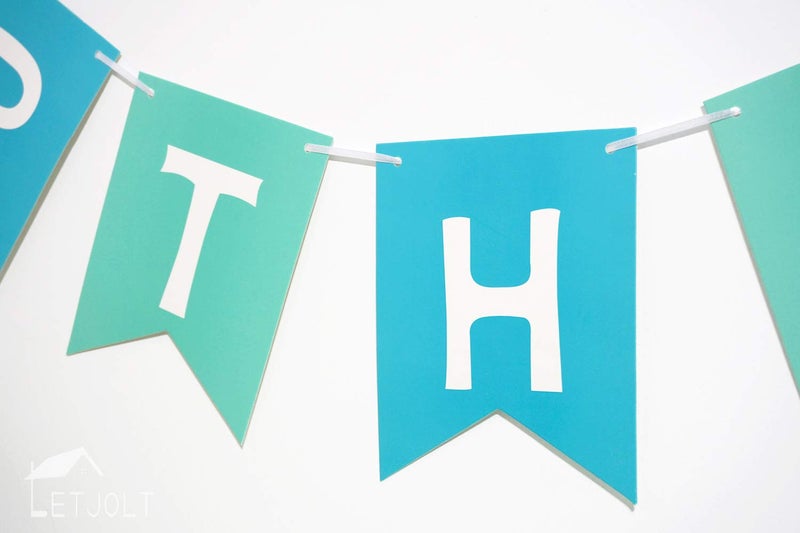 Letjolt Mint Blue Happy Birthday Banner Signs Supplies for Boy Birthday Party Decorations Nursery Decor 13 Pieces - Image 5